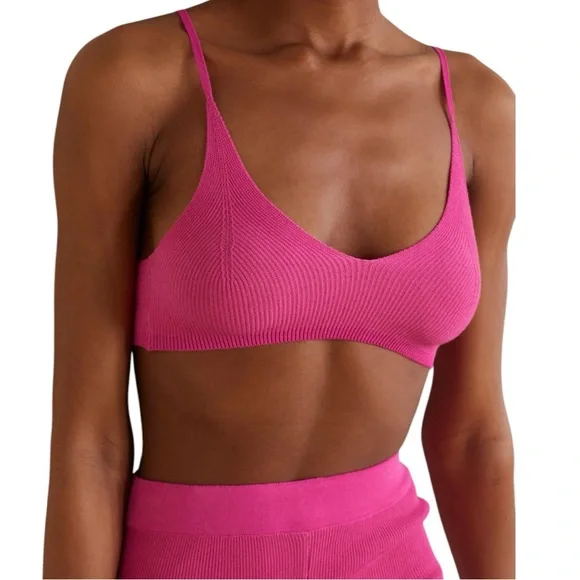Jacquemus Pink Valensole Ribbed Knit Bralette Top Pink - Picture 9 of 9